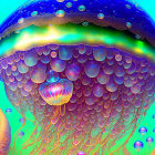 Colorful Psychedelic Jellyfish in Multicolored Oceanic Scene