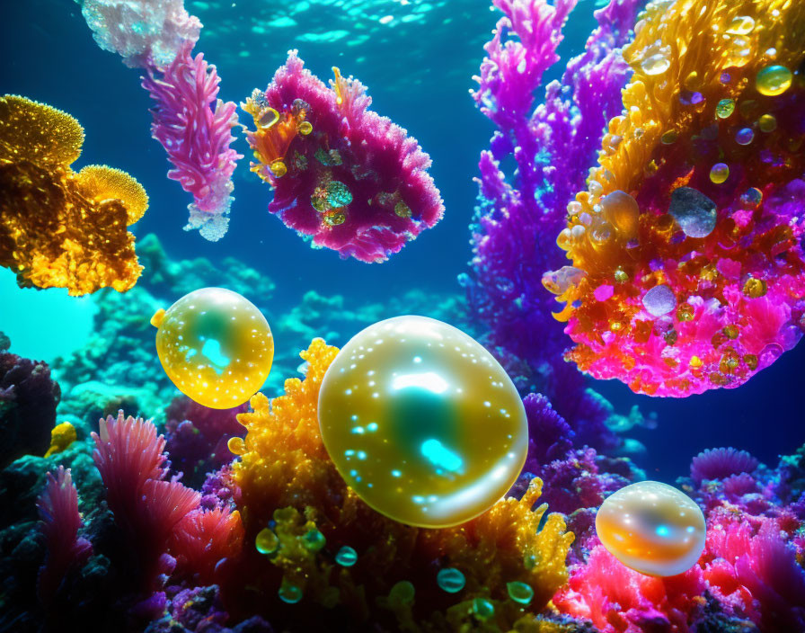 Colorful Coral Reef with Light Rays in Underwater Scene