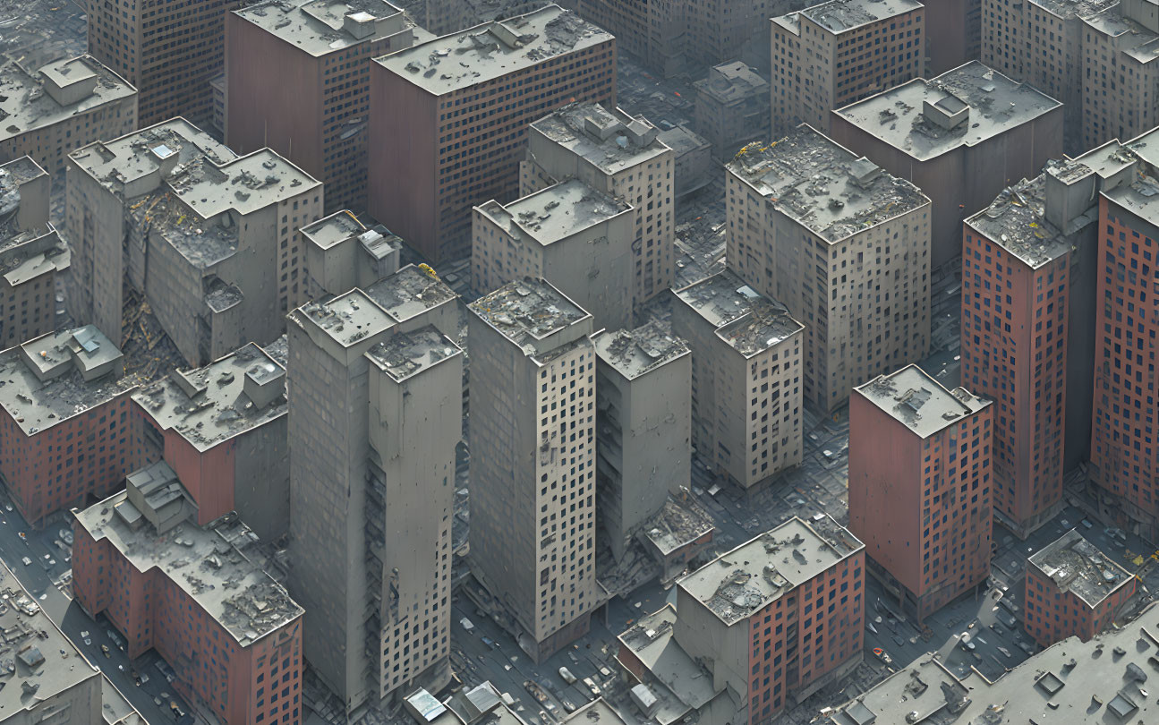 Urban Area with High-Rise Buildings and Wear Patterns