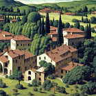 Picturesque Tuscan Landscape with Rolling Hills and Villas