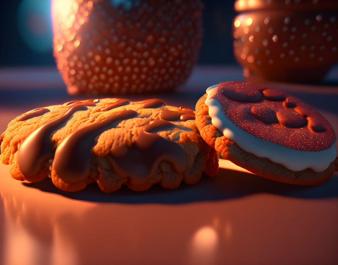 Decorated Cookies with Icing and Sprinkles on Table