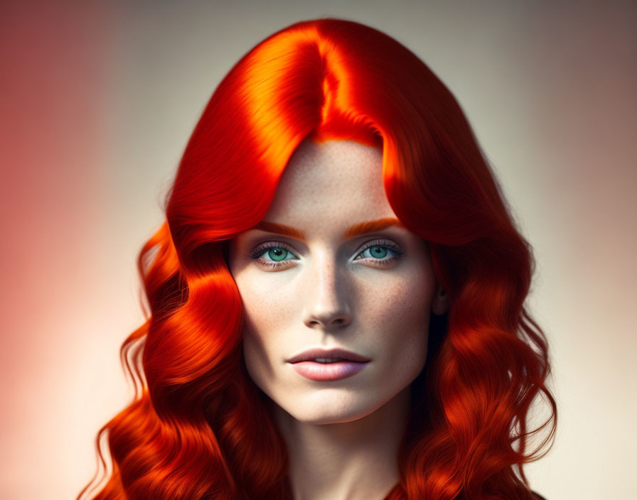 Vibrant red hair and striking blue eyes portrait