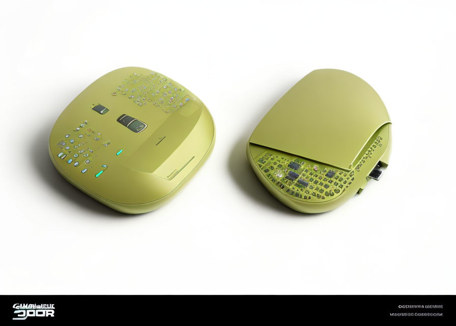 Modern Green Computer Mice with Transparent Lower Halves