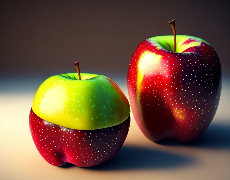 Stylized celestial apples on gradient background