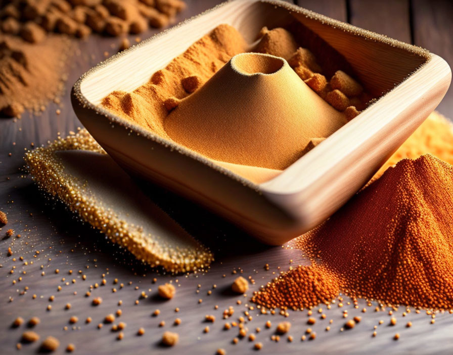 Colorful spices and grains close-up in artistic display.