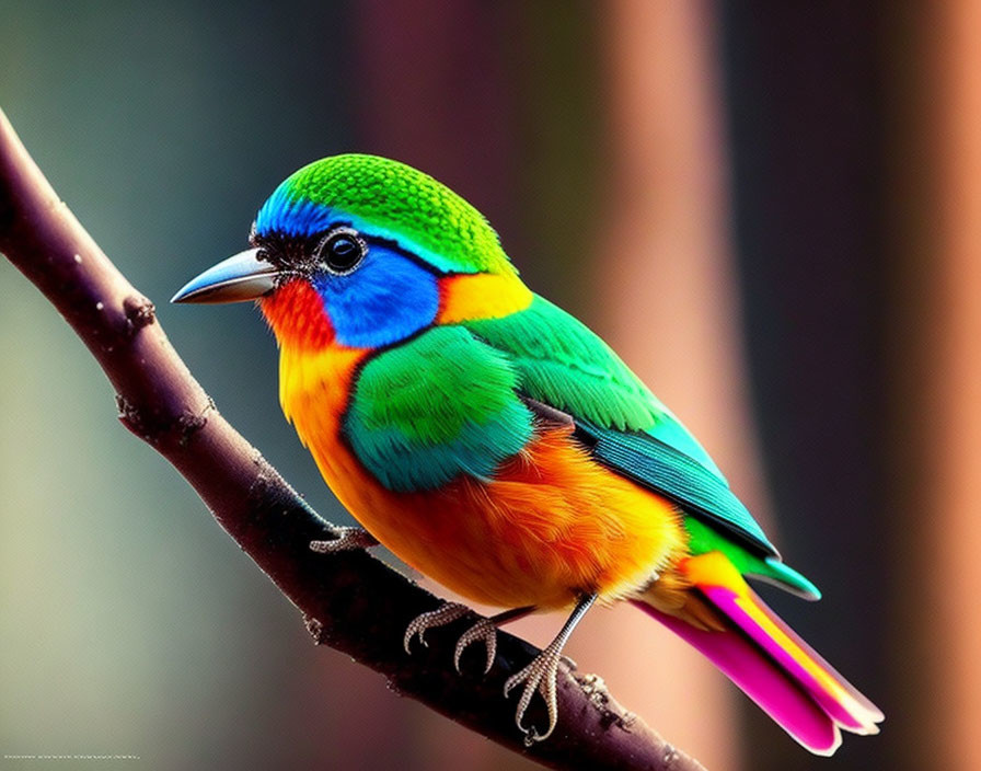 Colorful Bird Perched on Branch with Soft Background