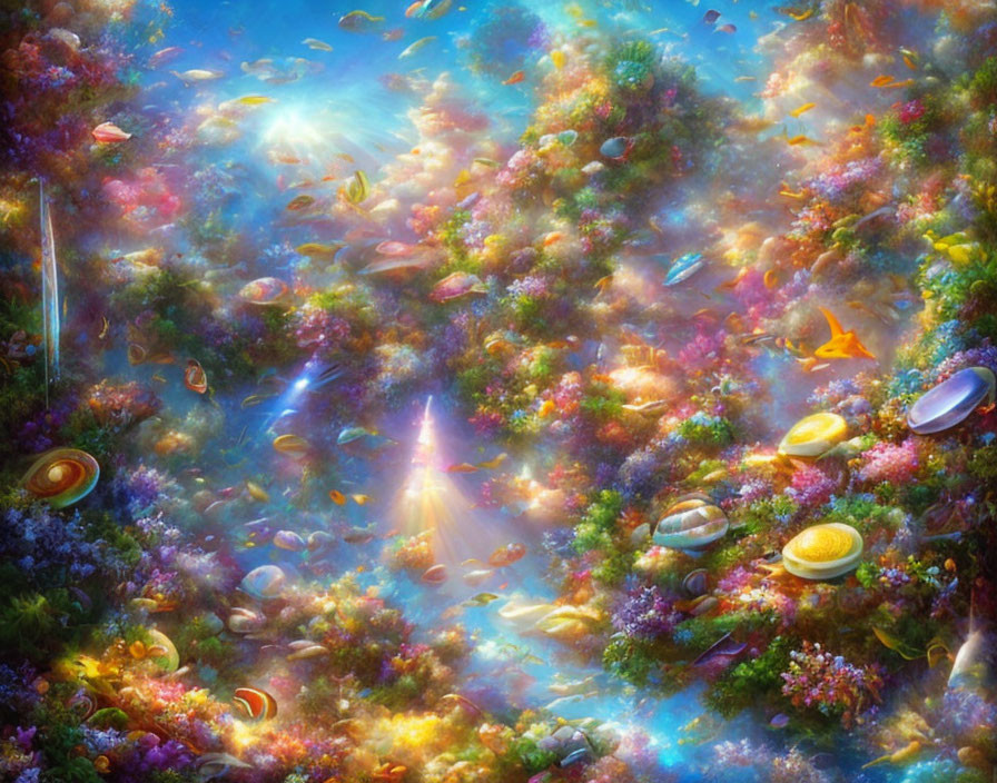 Colorful Fish and Coral in Vibrant Underwater Scene