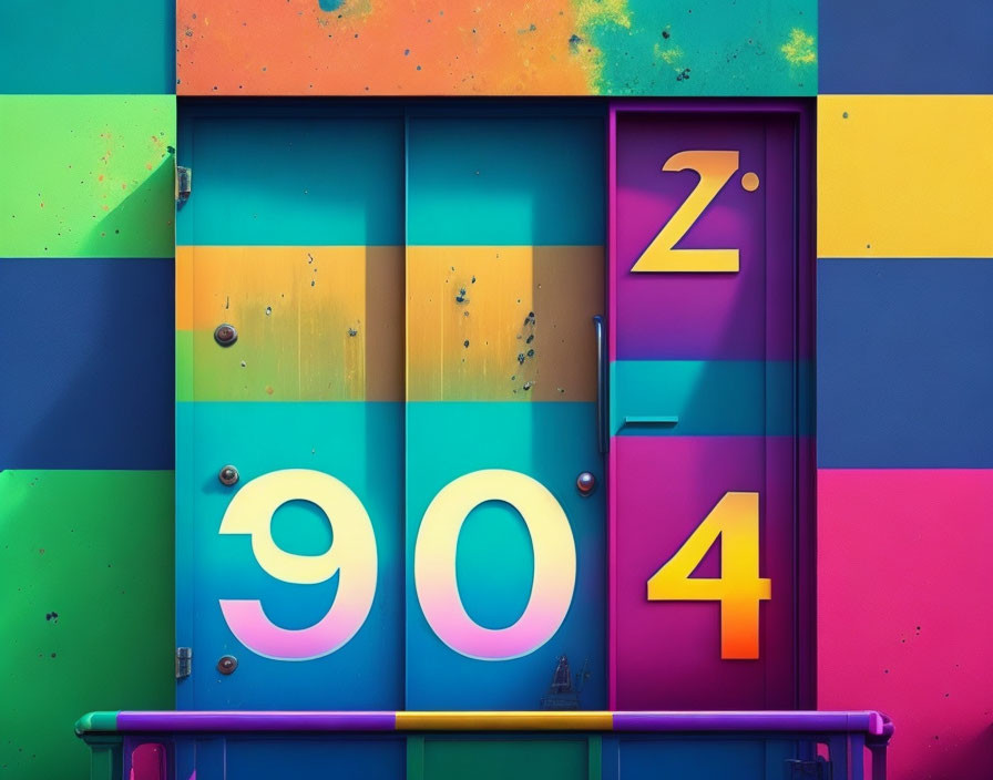 Colorful Door Numbered 904 with Purple 'Z' and Bold Squares