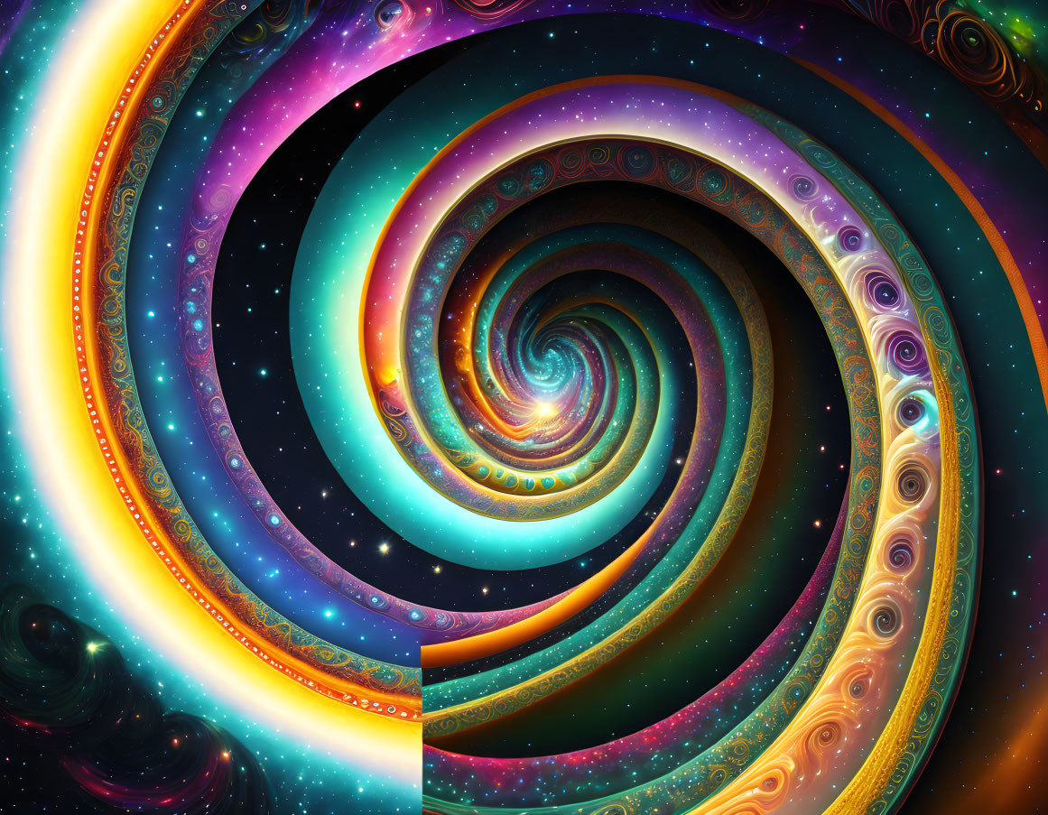 Colorful Fractal Image: Swirling Vortex with Multiple Spirals