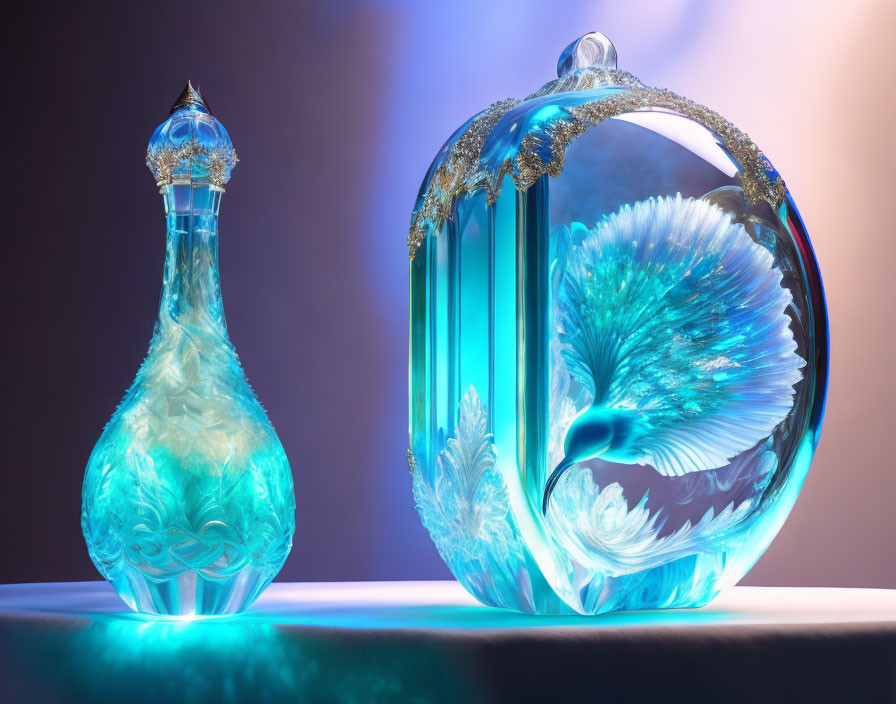 Ornate Glass Perfume Bottles with Intricate Designs