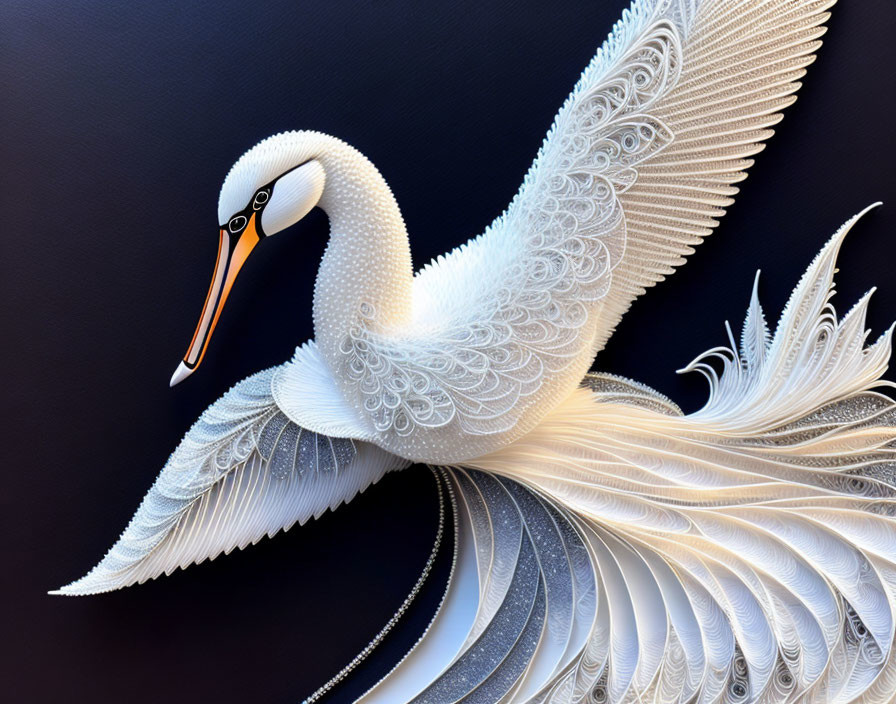 Detailed Swan Illustration with Elaborate Feathers