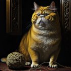 Golden embellished ornate pattern cat on dark background