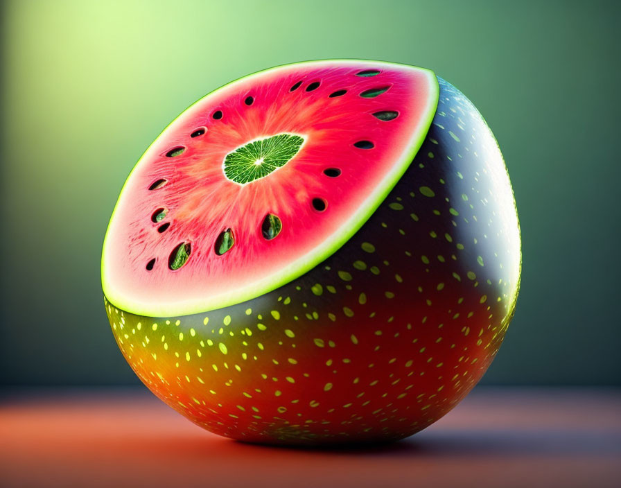 Digital artwork of watermelon and lime fusion on gradient backdrop