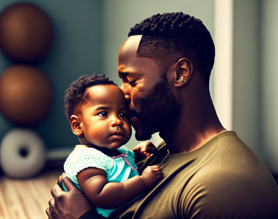 Father bonding with baby in a tender moment