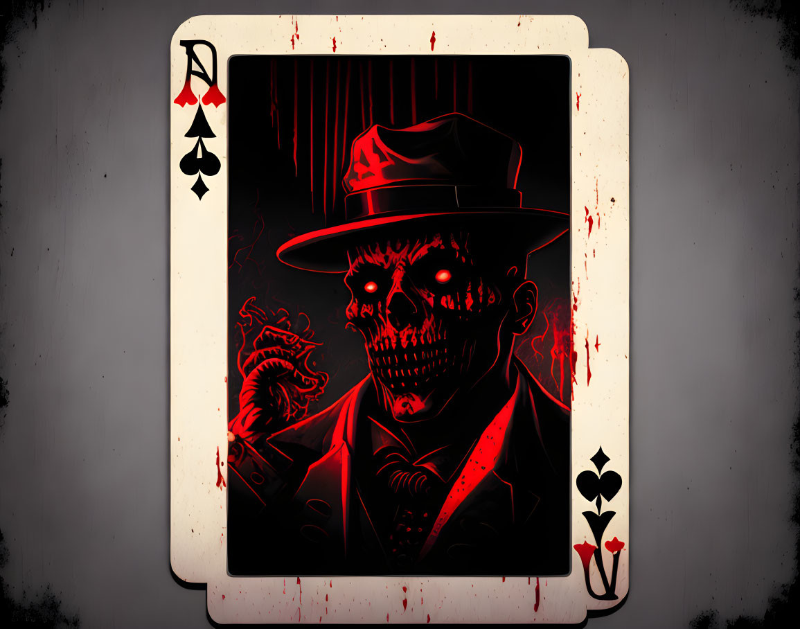 Menacing figure with tentacles on Ace of Spades card illustration