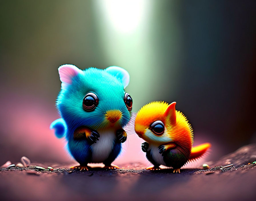 Colorful Stylized Cartoon Animals Under Soft Light