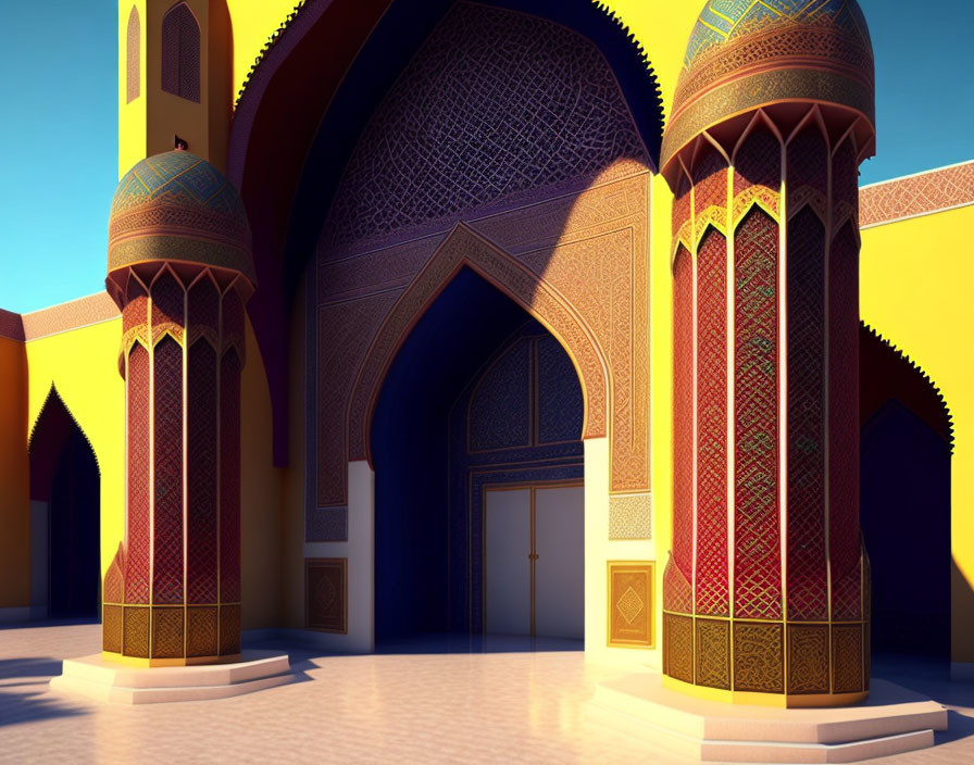 Detailed 3D rendering of Middle Eastern architectural scene