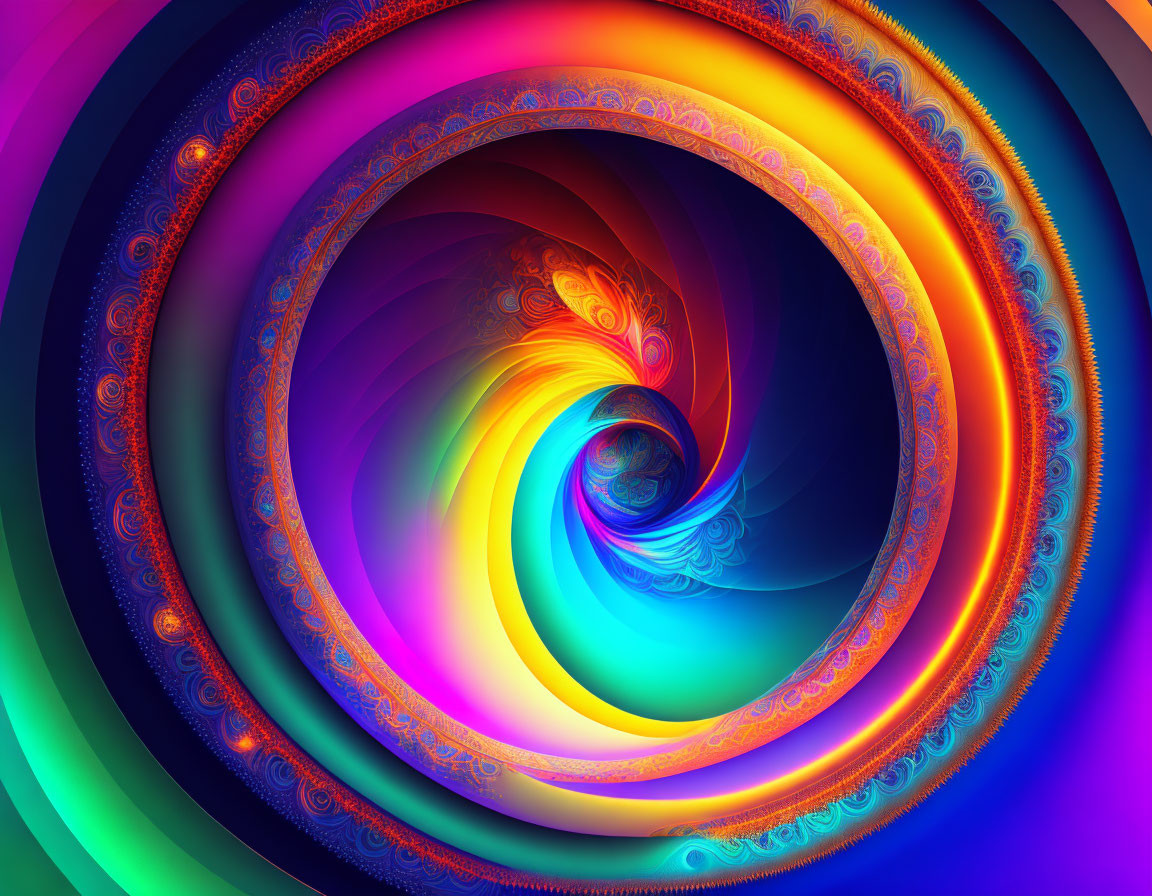 Colorful Fractal Spiral Vortex with Detailed Patterns