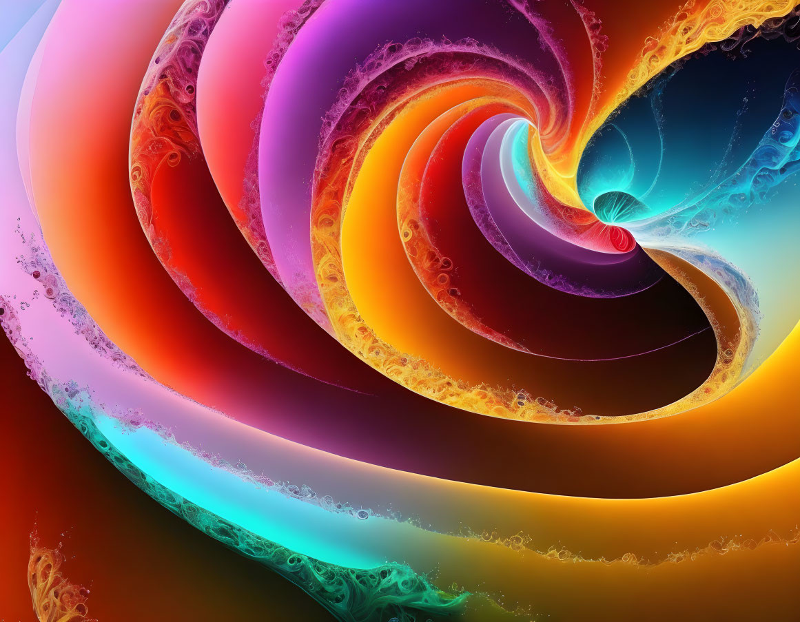 Colorful digital fractal image with hypnotic spiral effect and intricate detailing