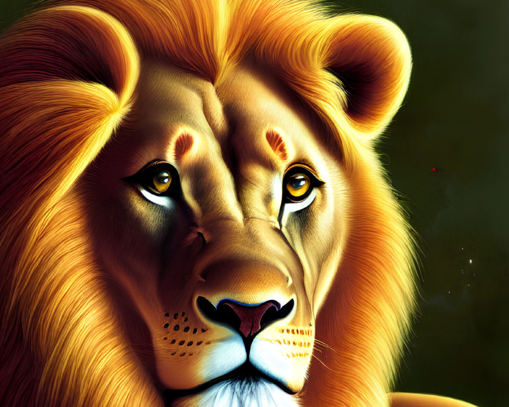 Majestic lion digital art with soulful gaze and rich mane