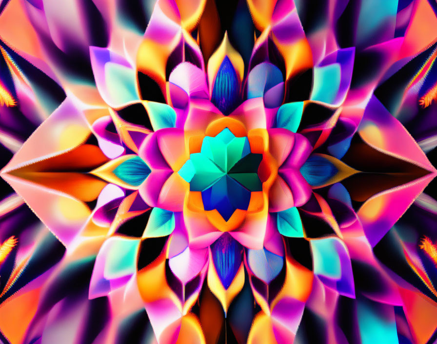 Colorful Digital Mandala with Symmetrical Petals