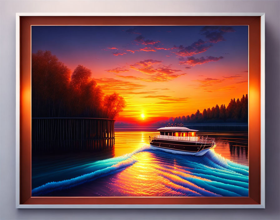 sunset boat magic river