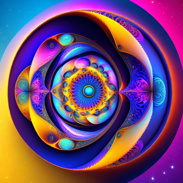 Colorful Fractal Image with Intricate Symmetrical Patterns