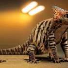 Striped gecko with prominent eyes in close-up view