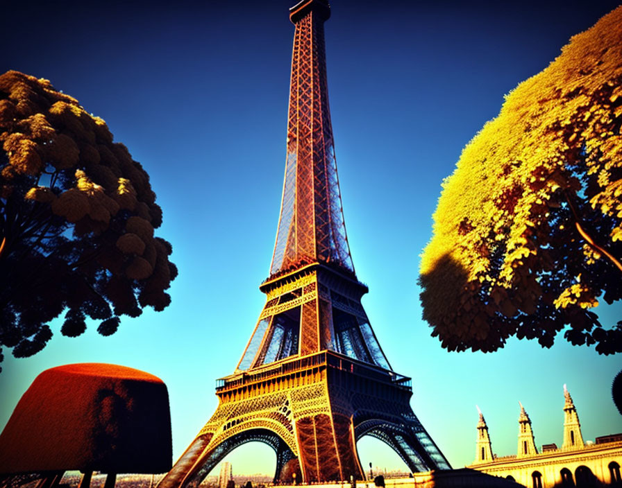 Iconic Eiffel Tower in Autumn Setting