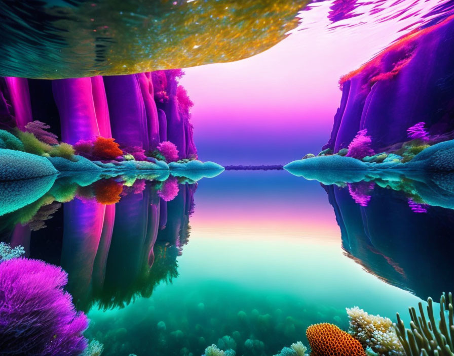 Colorful Coral Reefs in Vibrant Underwater Scene