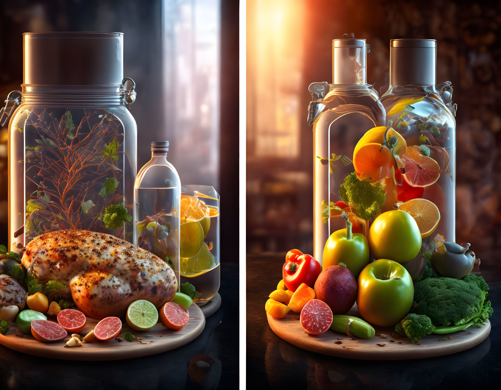 Colorful Still-Life Images: Fresh Foods & Infused Water