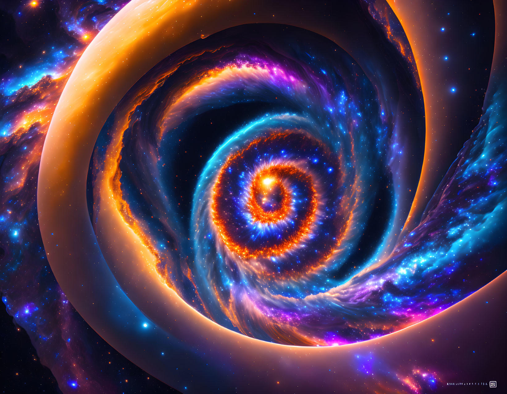 Abstract Cosmic Spiral Artwork with Radiant Colors