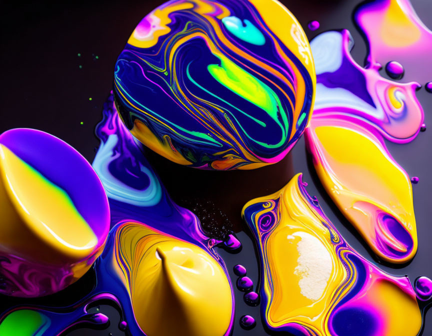 Colorful Psychedelic Swirls on Liquid-Like Surface