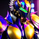 Character in Purple & Gold Armor with Ornate Accents