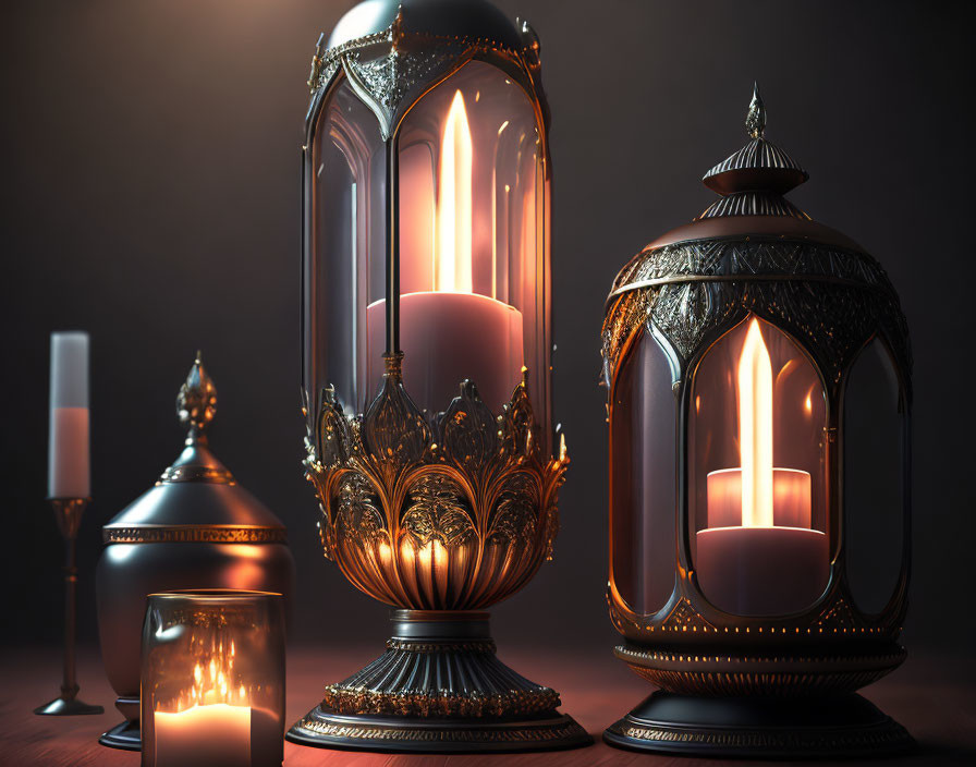 Vintage Candle Lanterns with Intricate Metalwork for Soft Lighting