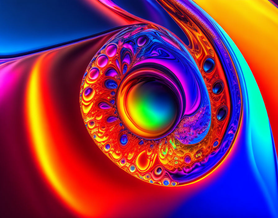 Colorful Abstract Fractal Art with Swirl and Bubble Patterns