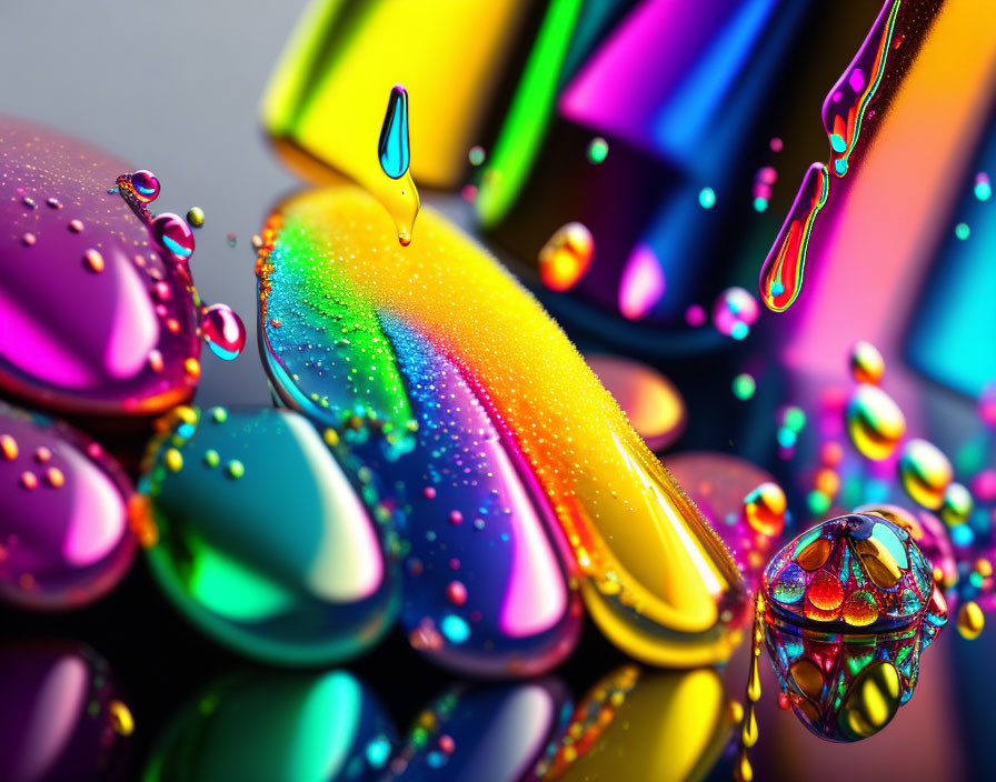 multicolored drops of paint fall on the glass. tra