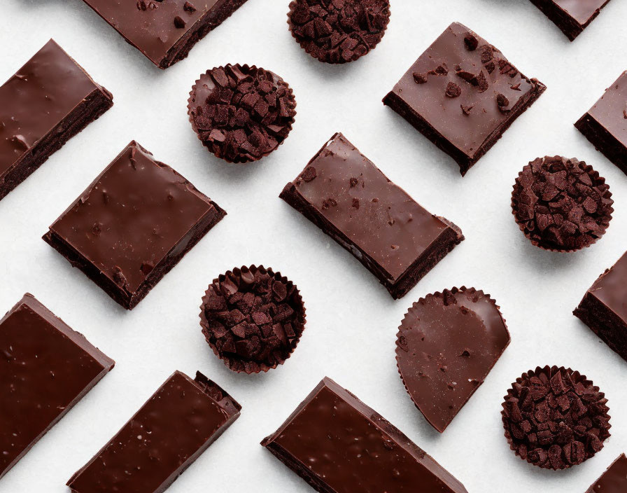 Assorted Chocolate Bars and Truffles with Sprinkled Toppings