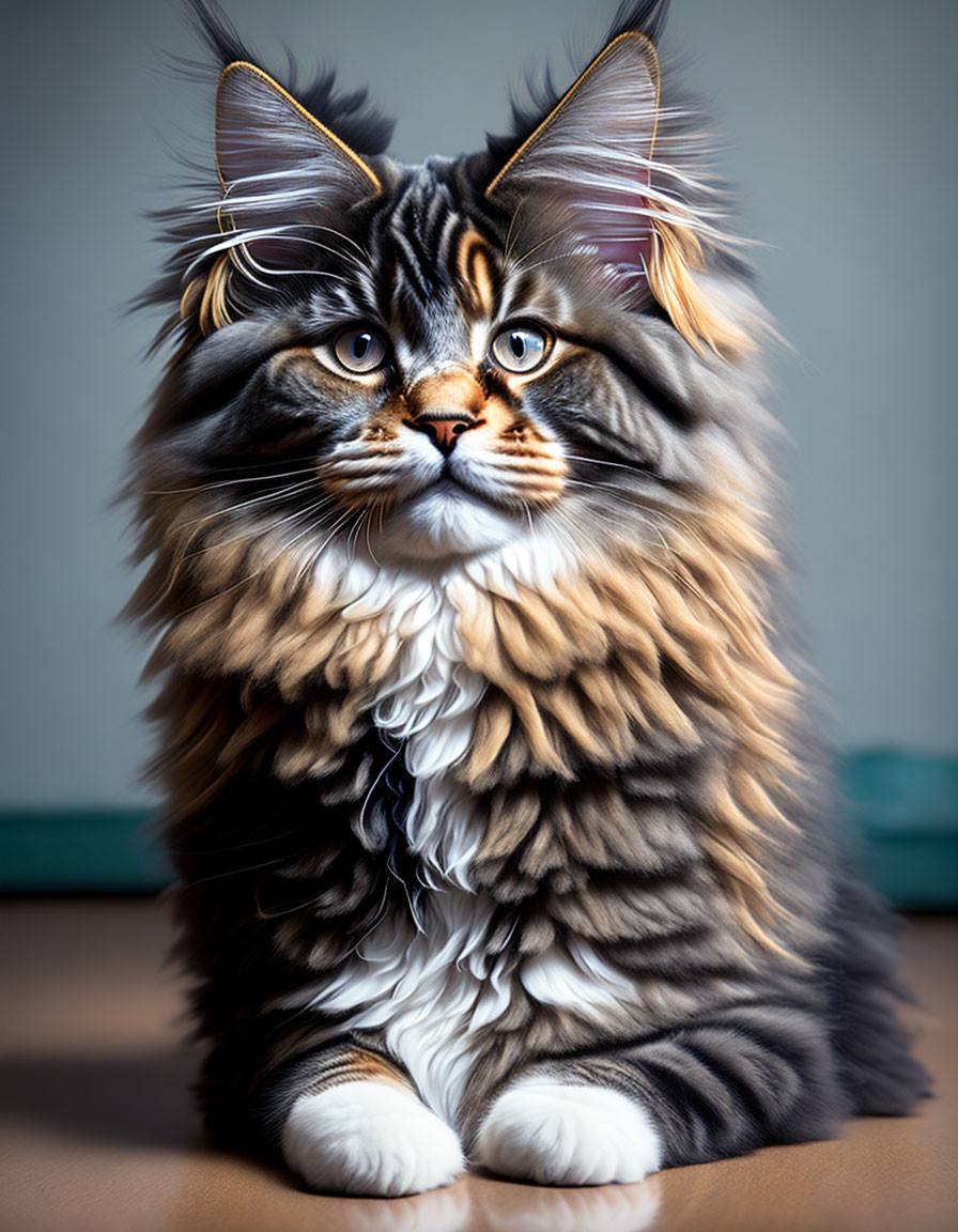 Majestic Maine Coon Cat with Luxurious Fluffy Coat