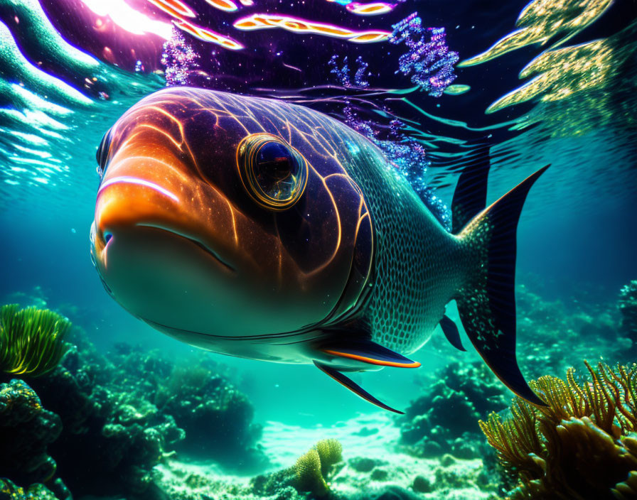 Colorful Tropical Fish Amid Sunlit Coral Reef