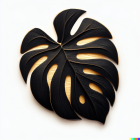 Stylized black leaf with gold veins on white background