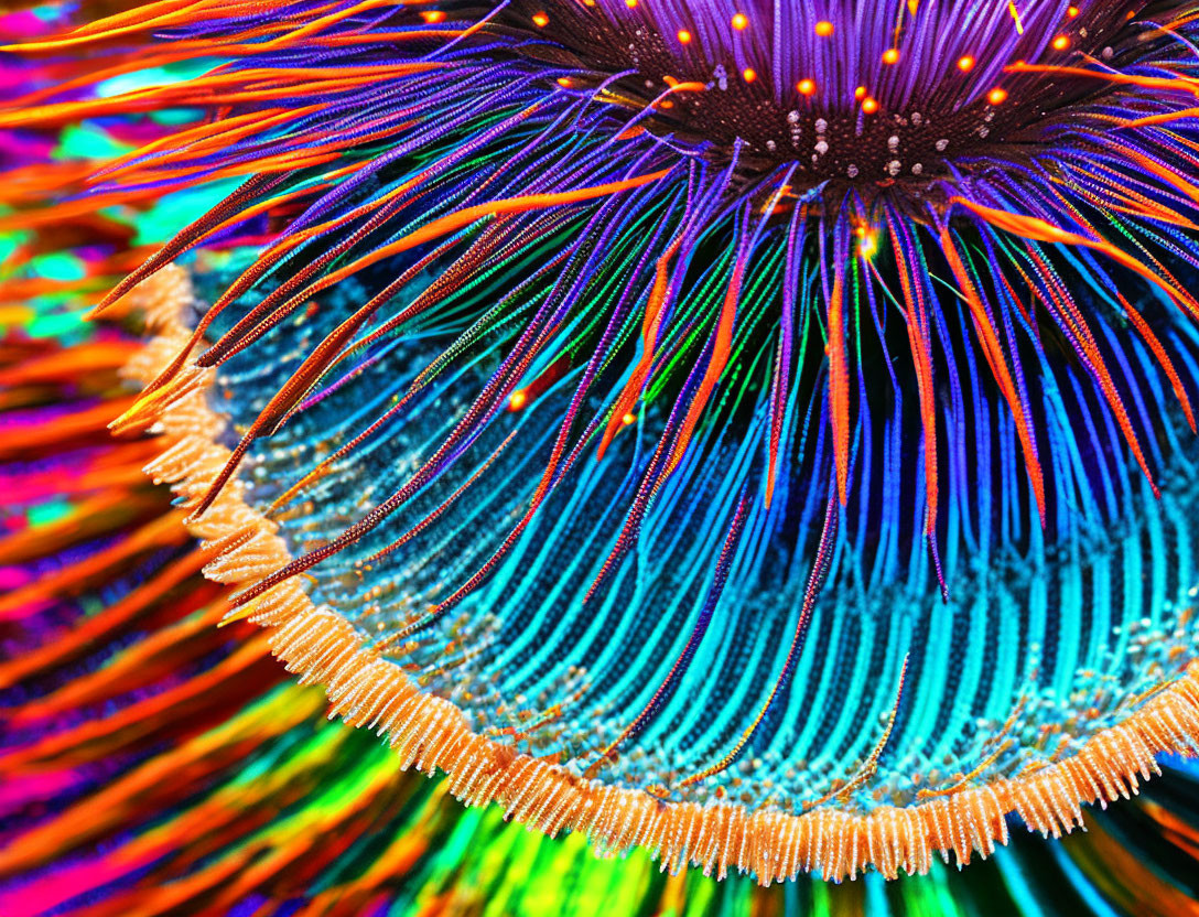 Colorful Close-Up of a Sea Urchin with Intricate Spines