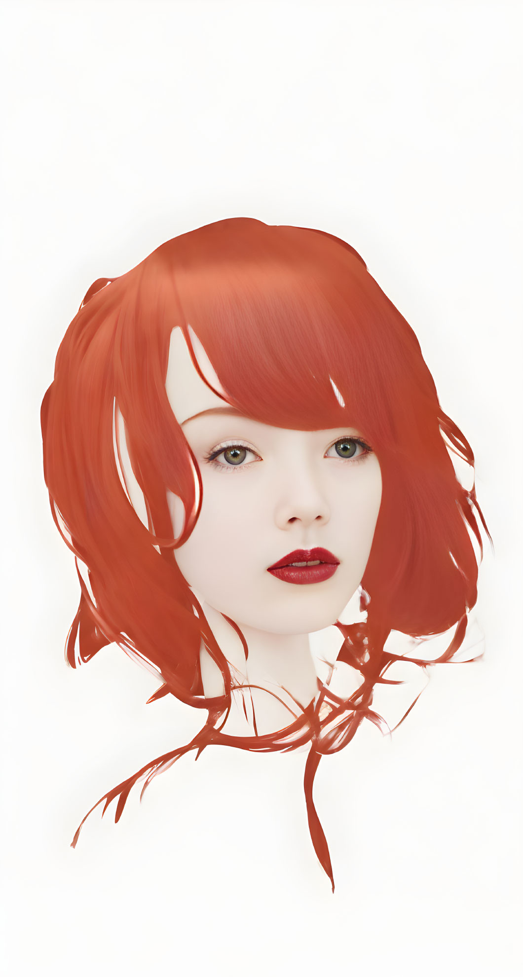 Vibrant Red Hair Woman Portrait with Green Eyes