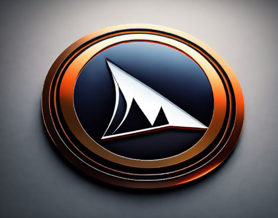 Metallic Motorola logo with glossy finish on grey gradient background