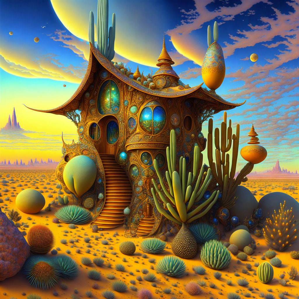 Organic Desert Structure with Ornate Details and Spherical Forms