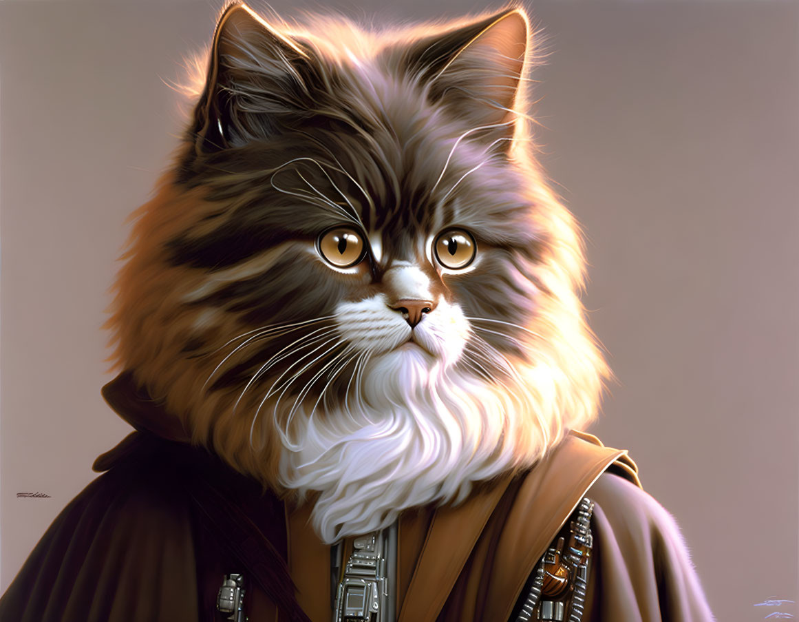 Digital artwork: Cat in sci-fi attire with detailed furry face