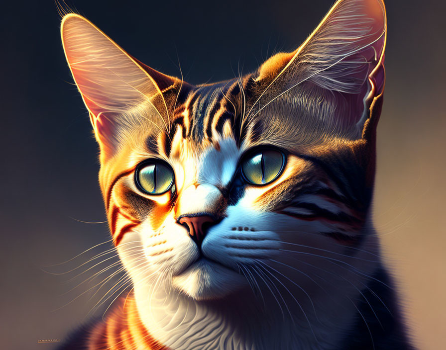 Realistic digital artwork of detailed orange tabby cat