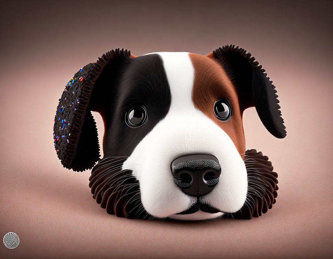 Digital illustration: Chocolate cookie dog with cute expression