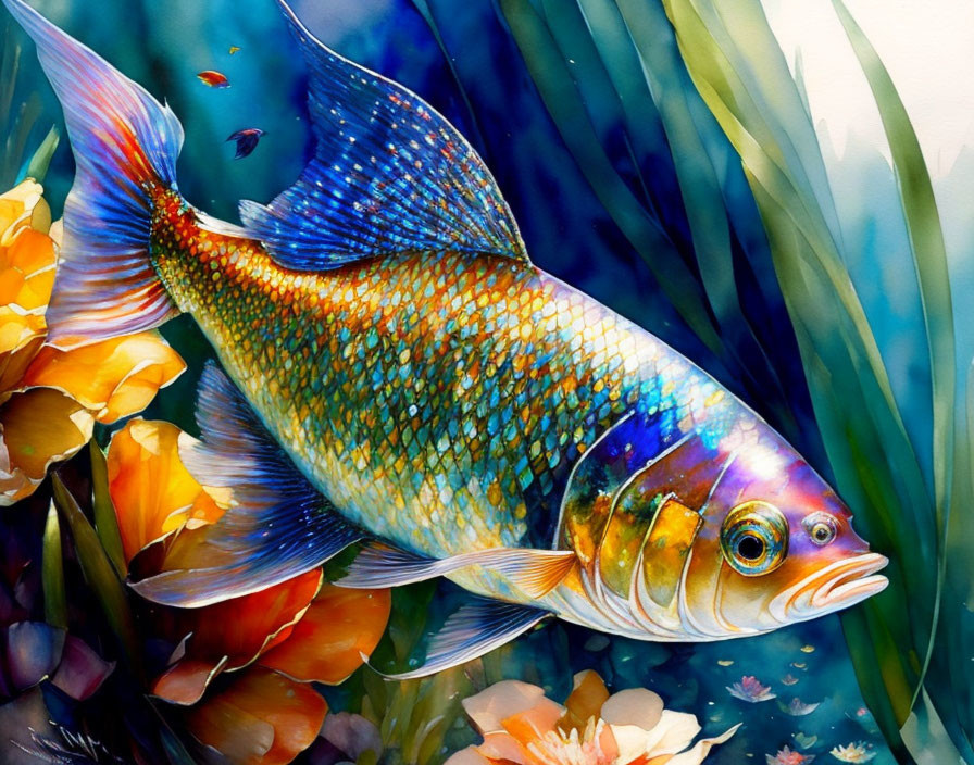 Vibrant Fish Swimming in Aquatic Scene