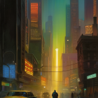 Neon-Lit Alleyway in a Futuristic Cityscape